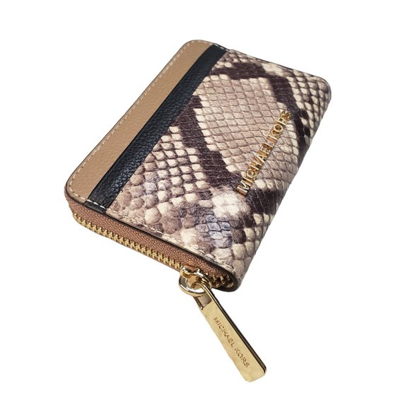 Michael Kors Jet Set Small Zip Card Case Snake Skin - Picture 6 of 8